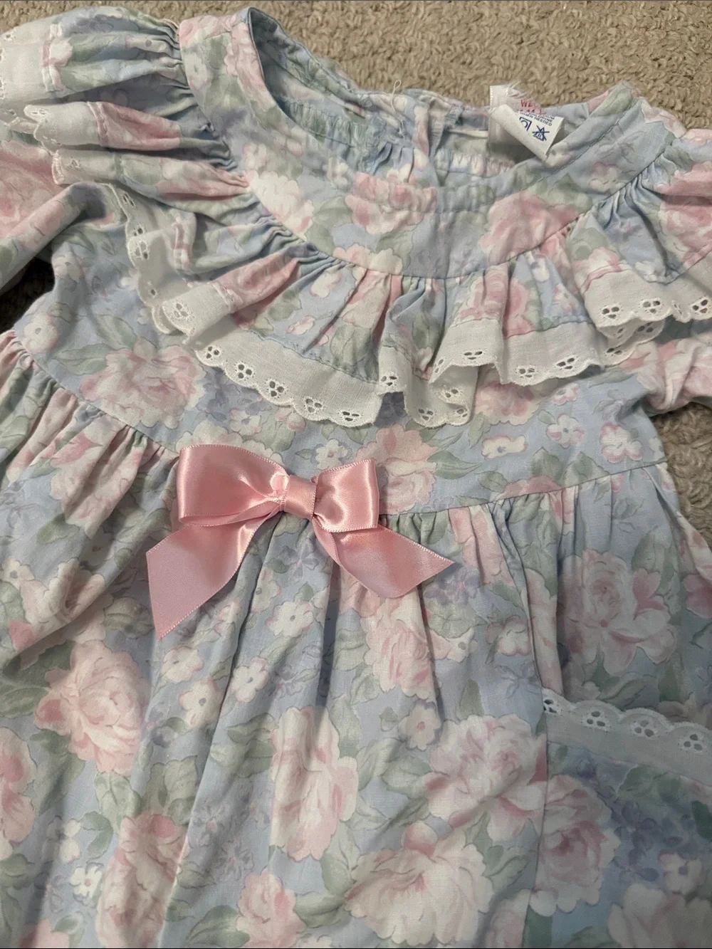Buster Brown Floral Pink Bow One-Piece Romper